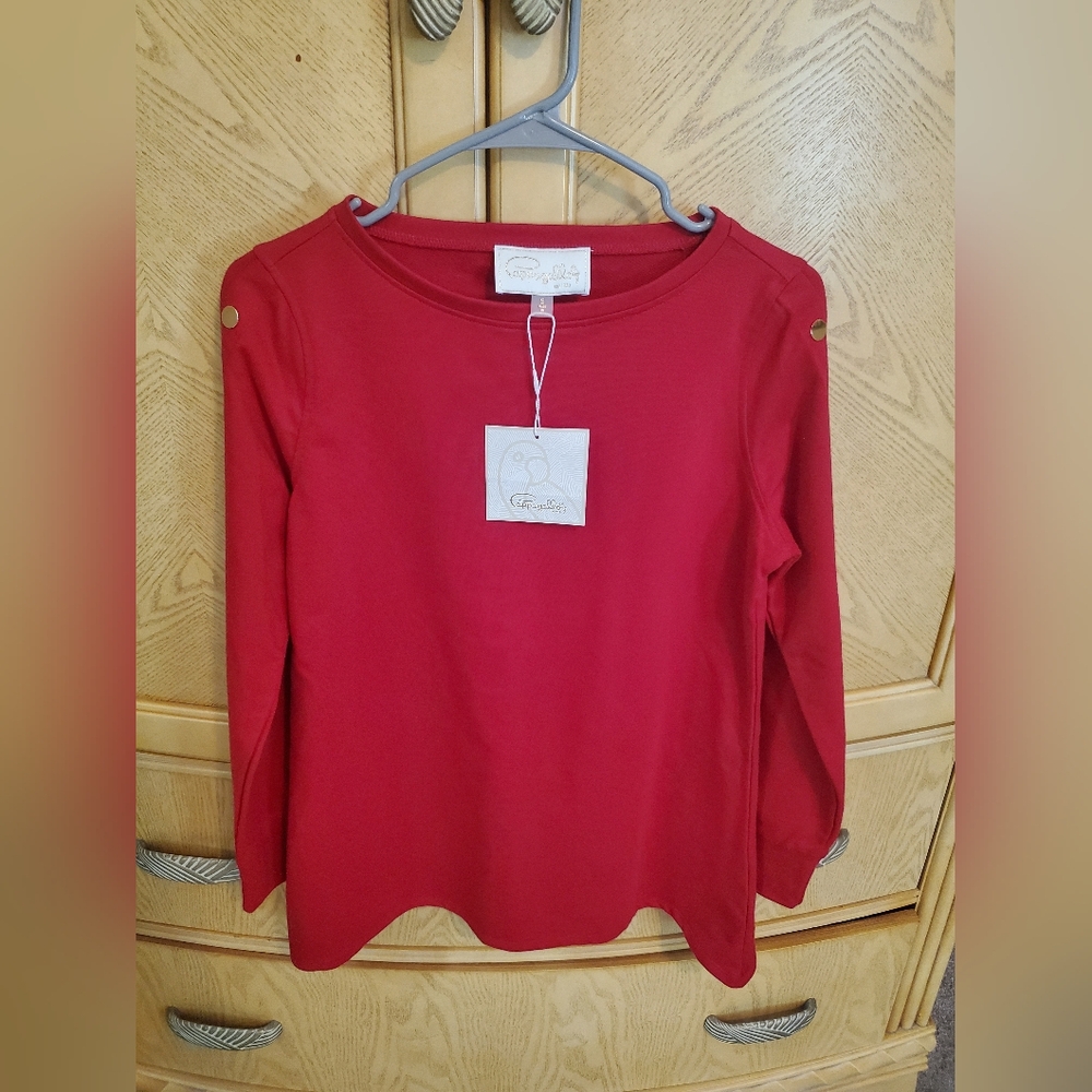 Pappagallo Red Gold Button Detail Top. Size Small Nwt.